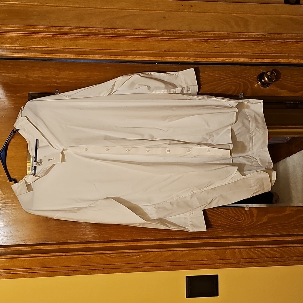 SPANX Cream Button Down Shirt for Women